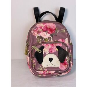 Betsey Johnson Mini Backpack Purple Floral Puppy Dog Bag Kitsch Kawaii Coquette